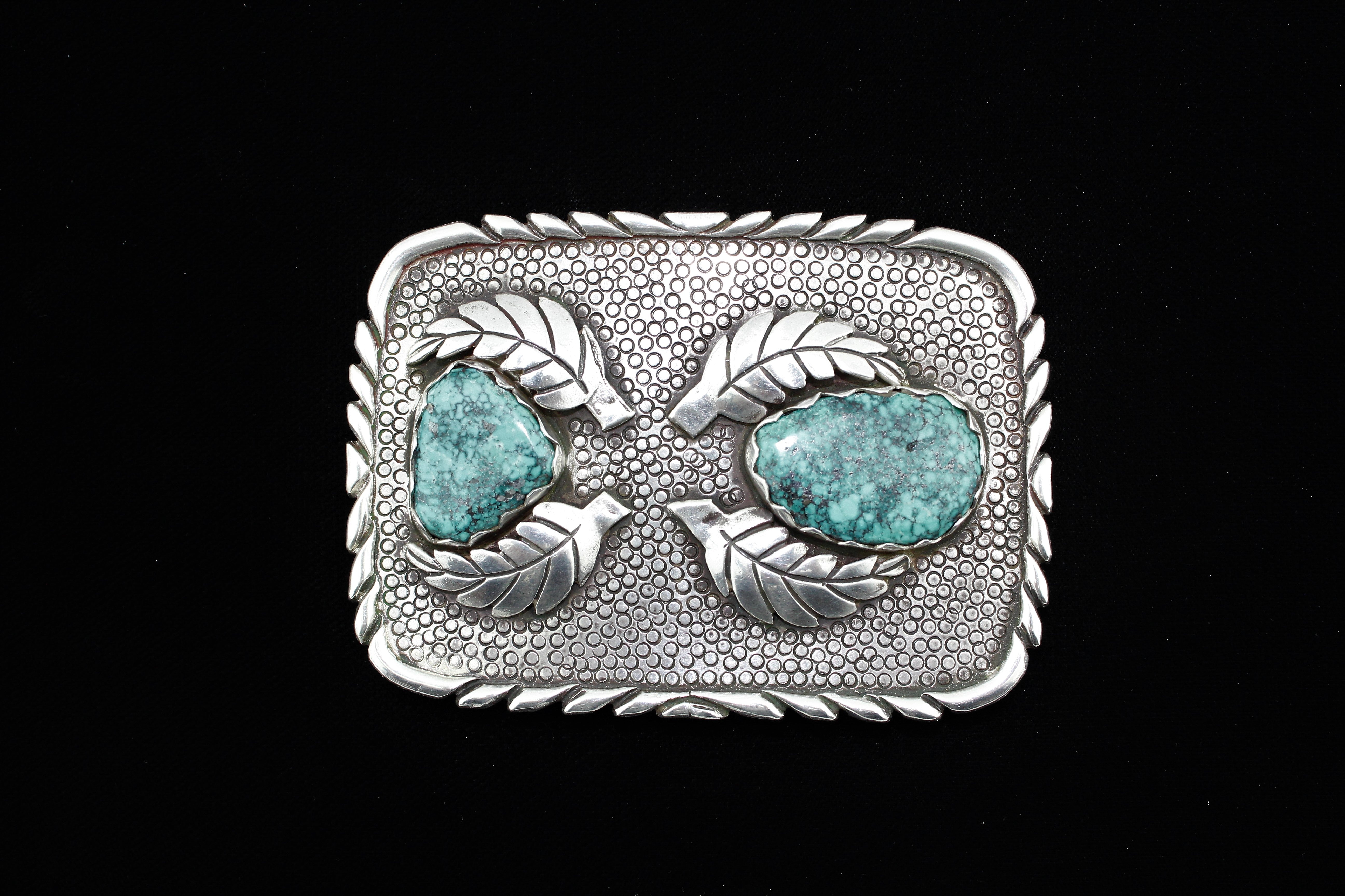 Morenci Turquoise Sterling Silver Belt Buckle