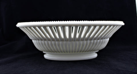 Antique Milk Glass Reticulated Bowl