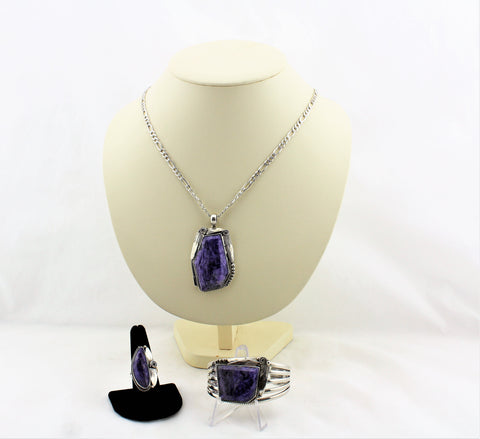 Justin Morris Sterling Silver and Charoite Necklace