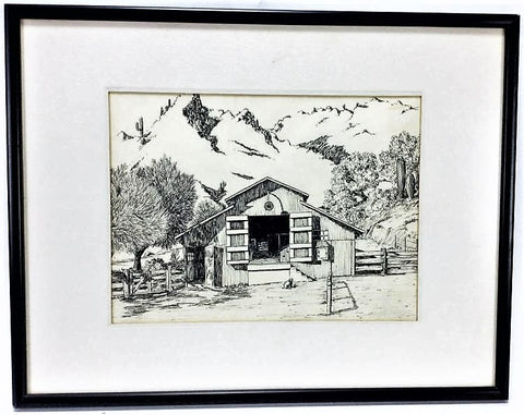 Vintage Barnyard Engraving