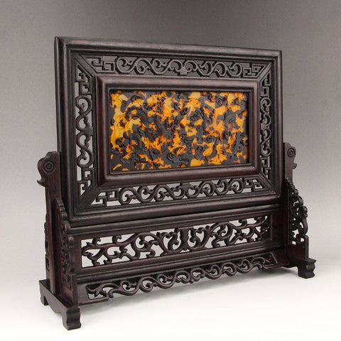 Carved Fortune Dragon Table Screen