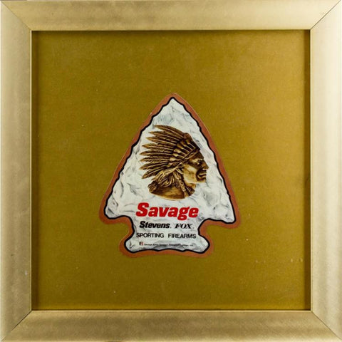 Savage Stevens Fox Die Cut Arrowhead Advertising Poster